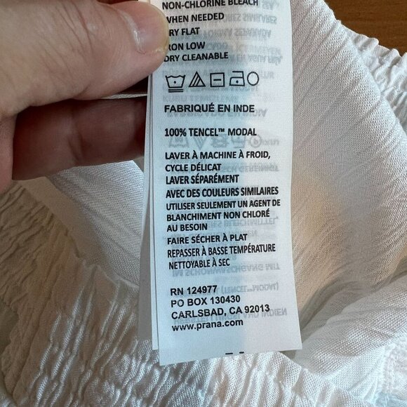 prAna Womens Semi Sheer FERNIE Crinkle Woven Shorts XTRA-LARGE XL in White - Picture 7 of 8